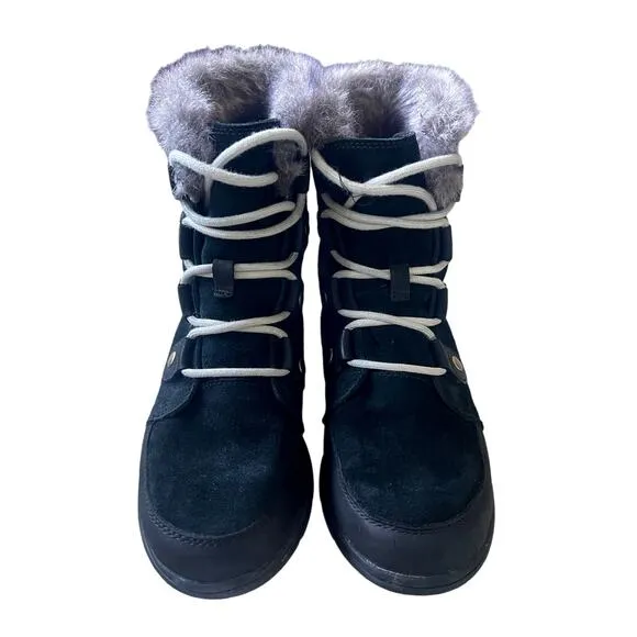 Anthropologie SOREL 7 Joan Explorer Snow Boots Fur Winter Waterproof Suede Black