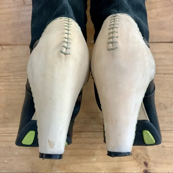 Anthropologie Terra Plana Two Tone Leather Boots 8.5 Retro Classic Academia