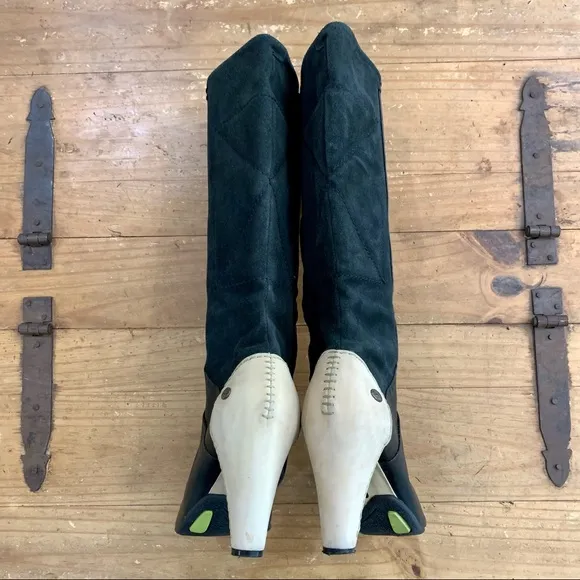 Anthropologie Terra Plana Two Tone Leather Boots 8.5 Retro Classic Academia