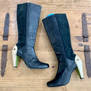 Anthropologie Terra Plana Two Tone Leather Boots 8.5 Retro Classic Academia