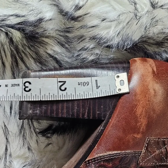 Antonio Melani Cassidy Brown Tooled Floral Leather Western Boots, Size 8M