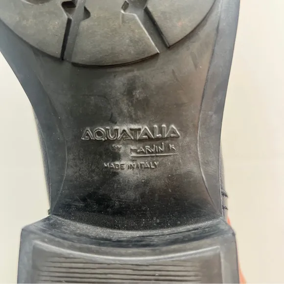 Aquatalia Black Leather Moto Boots, Size 9.5