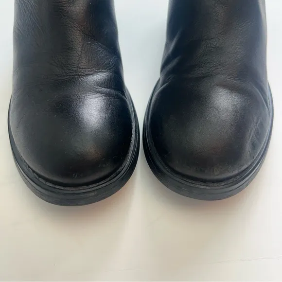 Aquatalia Black Leather Moto Boots, Size 9.5