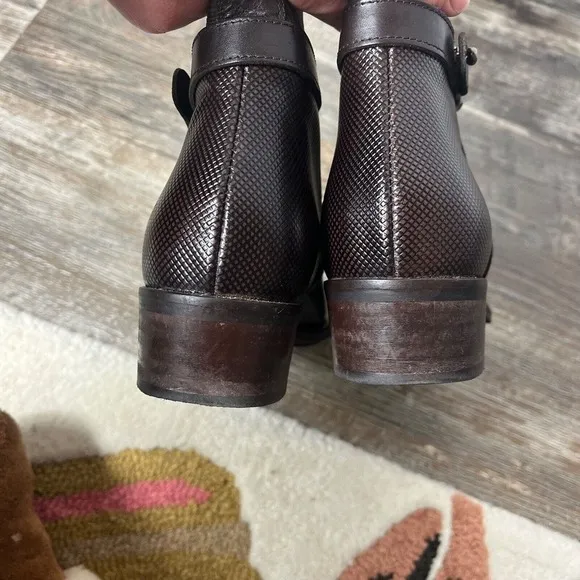 Aquatalia Brown Riding Boots Stretch Buckle Italy Women's 7.5