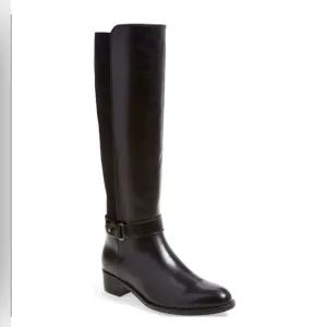 Aquatalia Olita Black Italian Leather Riding Boots Women's Size  8 OR 8.5