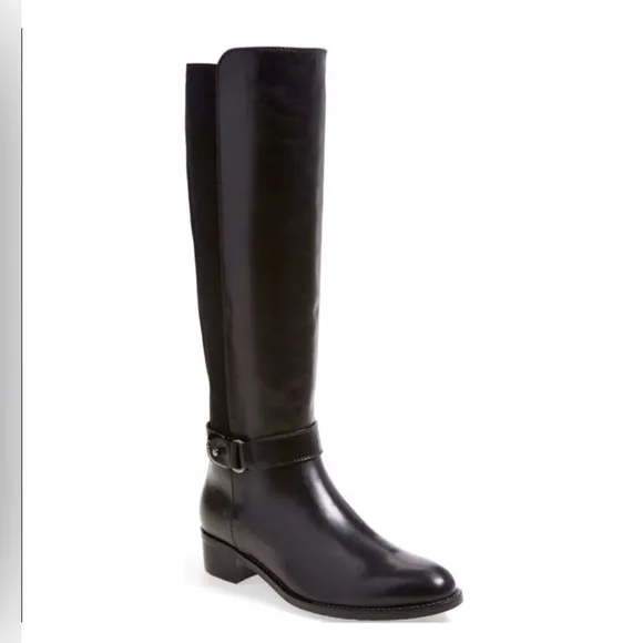 Aquatalia Olita Black Italian Leather Riding Boots Women's Size  8 OR 8.5