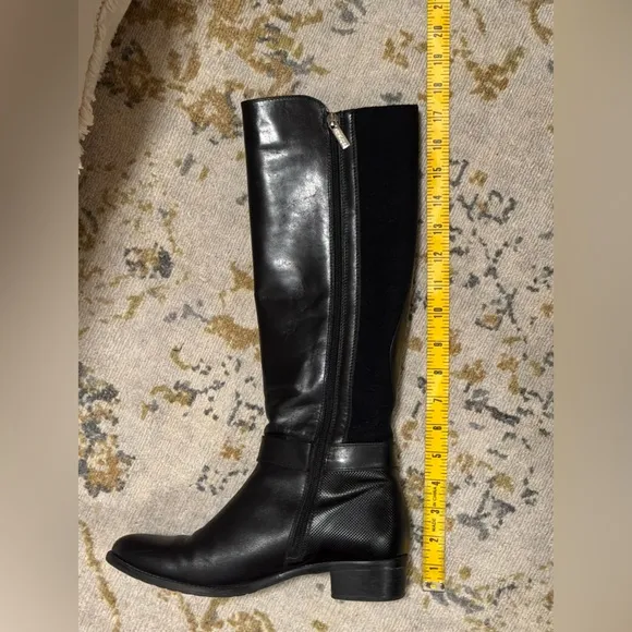 Aquatalia Olita Black Italian Leather Riding Boots Women's Size  8 OR 8.5