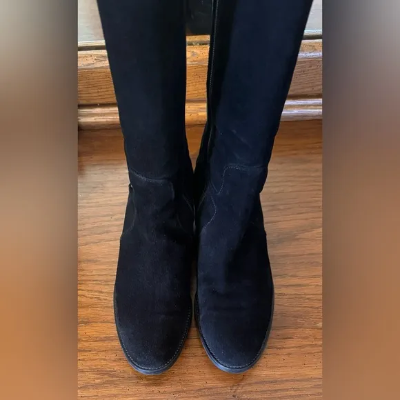 Aquatalia Oralie Black Suede Equestrian Riding Boots Made in Italy Sz 9