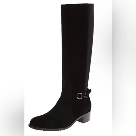 Aquatalia Oralie Black Suede Equestrian Riding Boots Made in Italy Sz 9