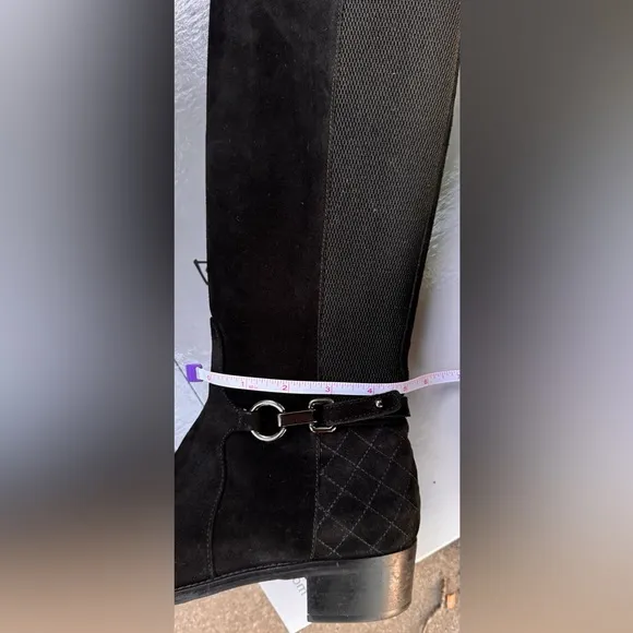 Aquatalia Oralie Black Suede Equestrian Riding Boots Made in Italy Sz 9