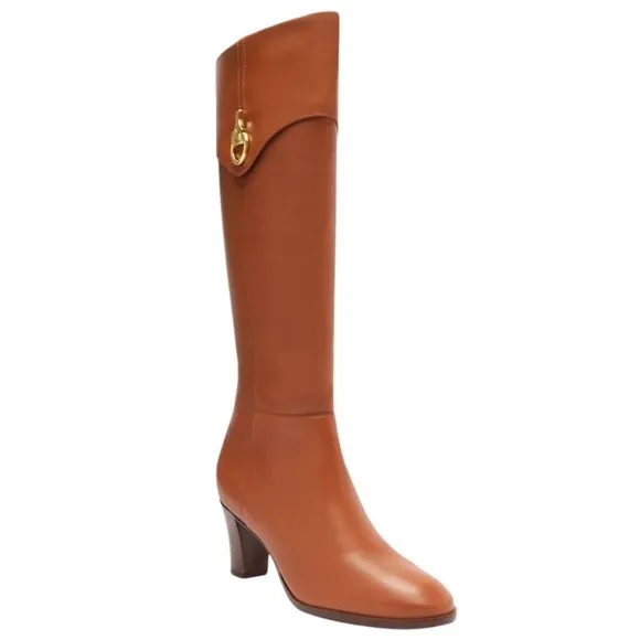 Arezzo Women's Vivian Leather Mid BlockKnee High Boots- 9.5B