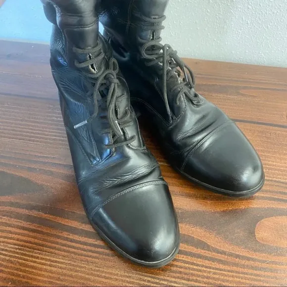 Ariat 55101 Heritage Equestrian Leather Riding Boots Med/Reg Womens 7 Tall Black