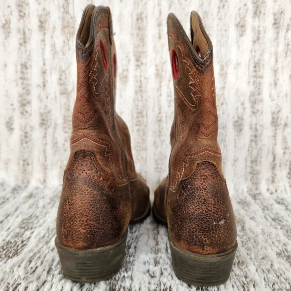 Ariat &quot;Heritage Roughstock&quot; Distressed Brown Western Boots | Big Kid's Size 5.5