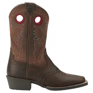 Ariat &quot;Heritage Roughstock&quot; Distressed Brown Western Boots | Big Kid's Size 5.5