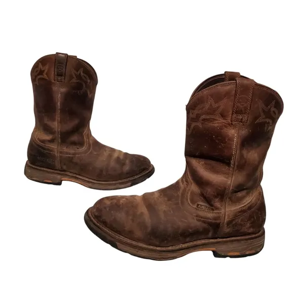 Ariat Brown Leather Cowboy Western Work Boots Men's Size 14D