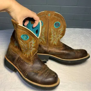 Ariat Fatbaby Cowgirl Sheila Leather Turquoise Cowboy Boots Embroidered Wom 10 B