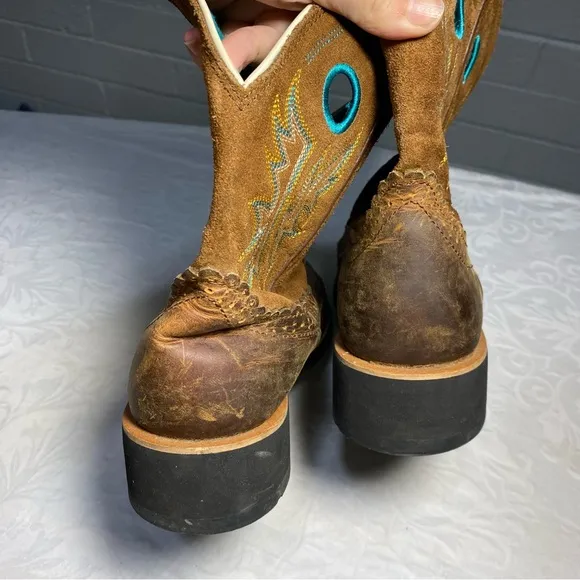 Ariat Fatbaby Cowgirl Sheila Leather Turquoise Cowboy Boots Embroidered Wom 10 B