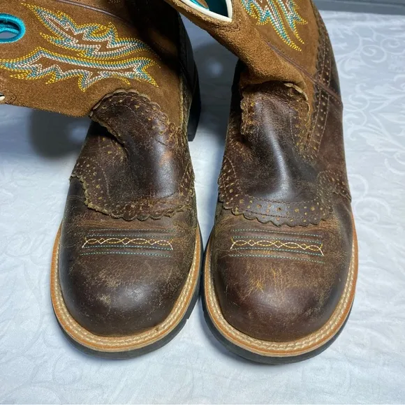 Ariat Fatbaby Cowgirl Sheila Leather Turquoise Cowboy Boots Embroidered Wom 10 B