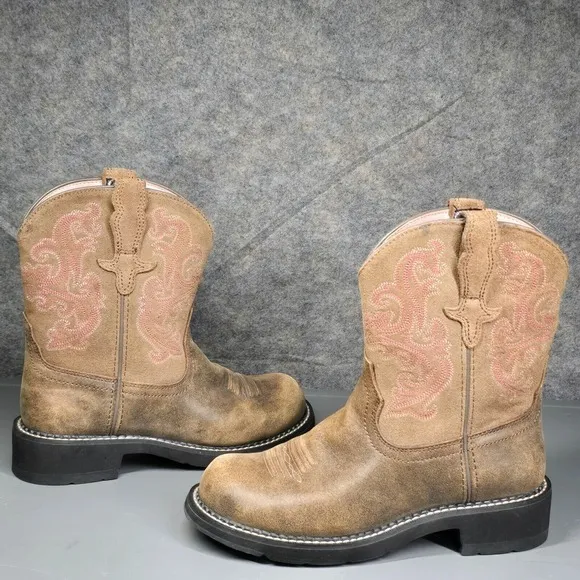 Ariat‎ Fatbaby II Women's 6.5B Boots Brown Leather Western Riding
