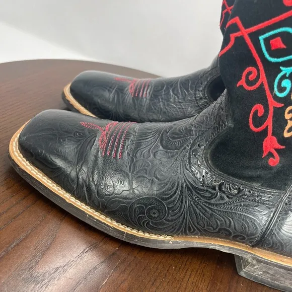 Ariat Fatbaby Women's Boots 9B Black Leather Embroidered Western Shoes 10005879