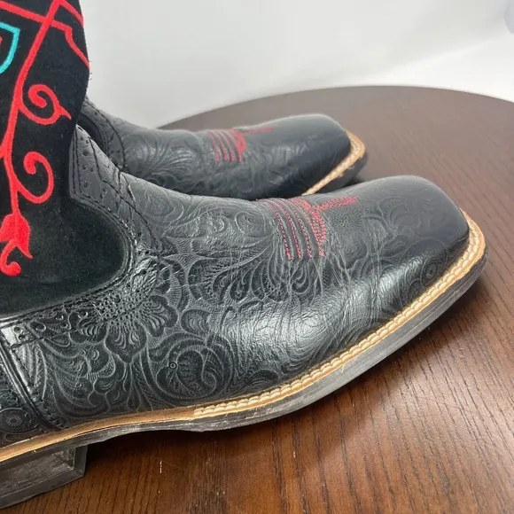 Ariat Fatbaby Women's Boots 9B Black Leather Embroidered Western Shoes 10005879
