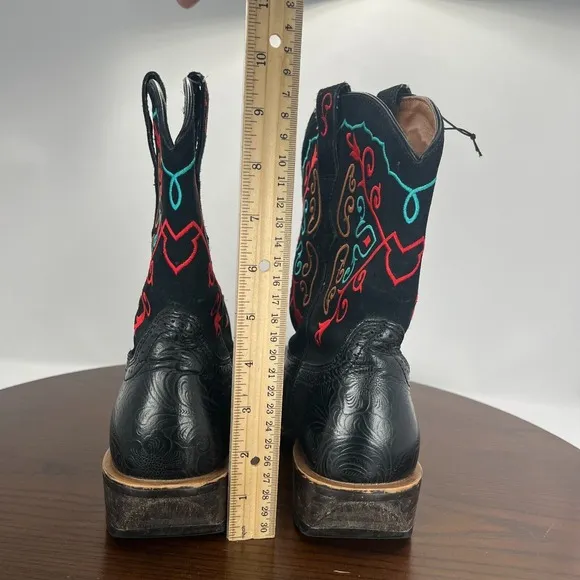 Ariat Fatbaby Women's Boots 9B Black Leather Embroidered Western Shoes 10005879