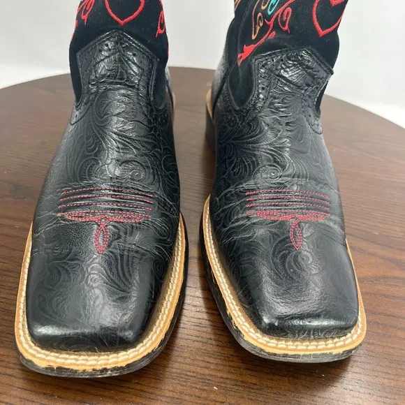 Ariat Fatbaby Women's Boots 9B Black Leather Embroidered Western Shoes 10005879