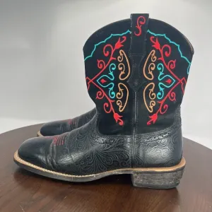 Ariat Fatbaby Women's Boots 9B Black Leather Embroidered Western Shoes 10005879