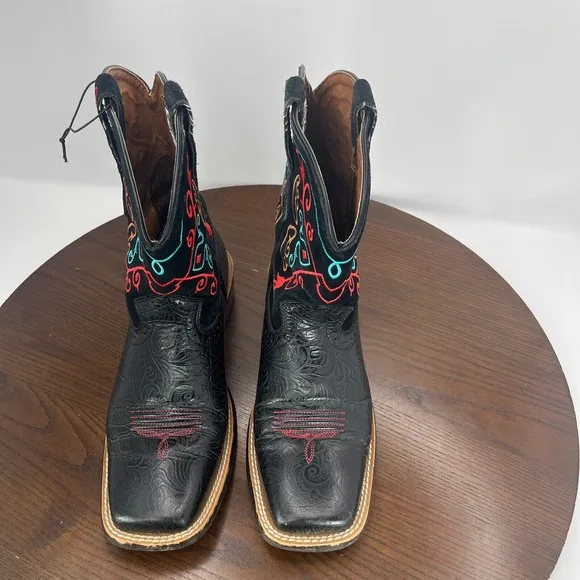 Ariat Fatbaby Women's Boots 9B Black Leather Embroidered Western Shoes 10005879