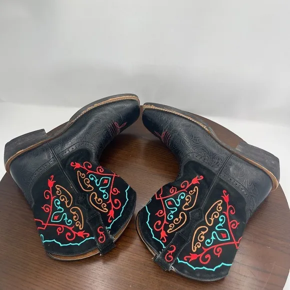 Ariat Fatbaby Women's Boots 9B Black Leather Embroidered Western Shoes 10005879