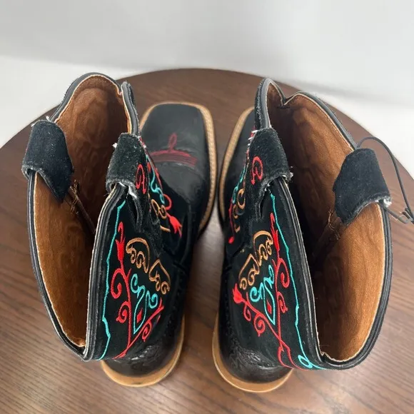 Ariat Fatbaby Women's Boots 9B Black Leather Embroidered Western Shoes 10005879