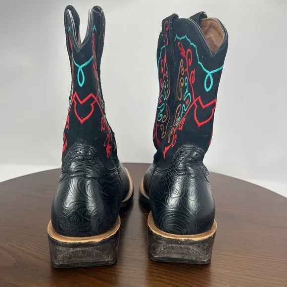 Ariat Fatbaby Women's Boots 9B Black Leather Embroidered Western Shoes 10005879