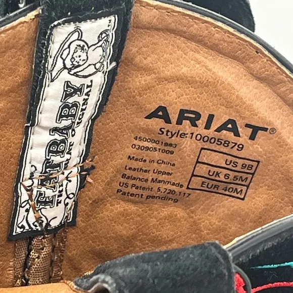 Ariat Fatbaby Women's Boots 9B Black Leather Embroidered Western Shoes 10005879