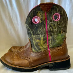 Ariat Fatbaby Womens Size 8B Camo Brown Leather Stockman Cowboy Western Boots