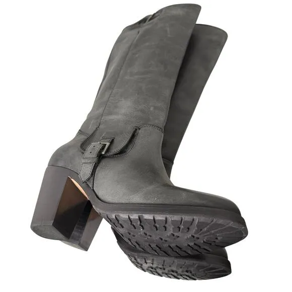 Ariat Gold Coast Riding Leather Boots Tall Sz 8 Gray Western Cowgirl Equestrian