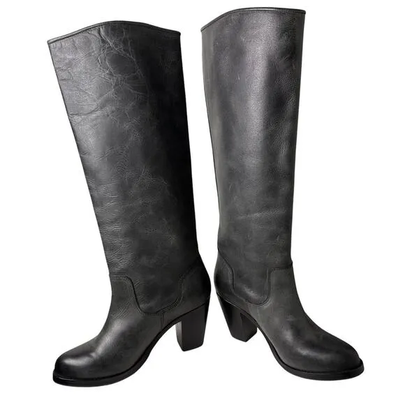 Ariat Gold Coast Riding Leather Boots Tall Sz 8 Gray Western Cowgirl Equestrian