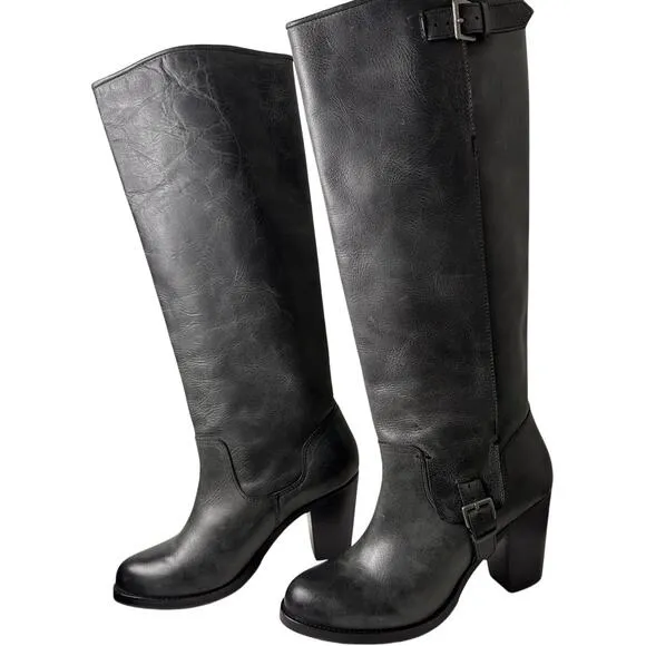 Ariat Gold Coast Riding Leather Boots Tall Sz 8 Gray Western Cowgirl Equestrian