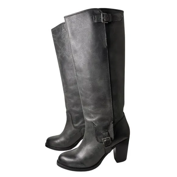 Ariat Gold Coast Riding Leather Boots Tall Sz 8 Gray Western Cowgirl Equestrian