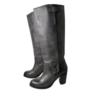 Ariat Gold Coast Riding Leather Boots Tall Sz 8 Gray Western Cowgirl Equestrian