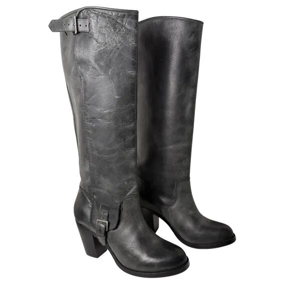 Ariat Gold Coast Riding Leather Boots Tall Sz 8 Gray Western Cowgirl Equestrian