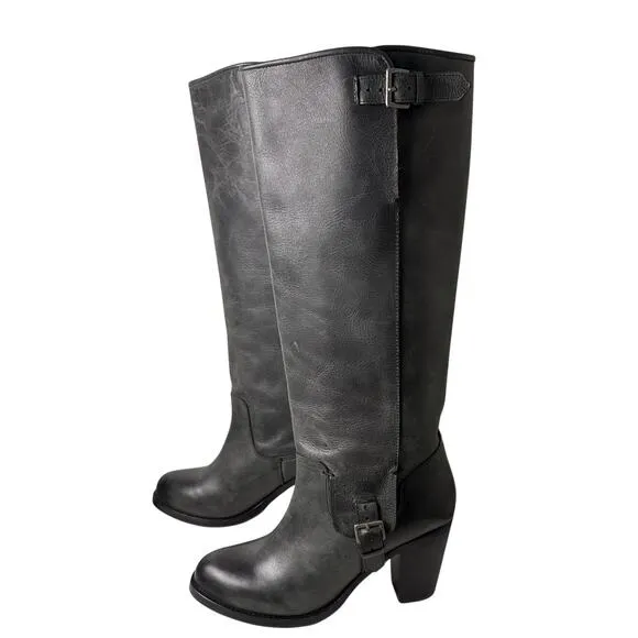 Ariat Gold Coast Riding Leather Boots Tall Sz 8 Gray Western Cowgirl Equestrian