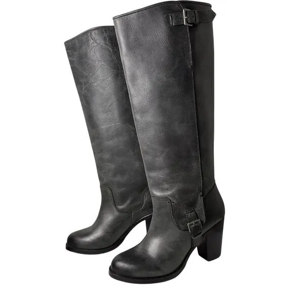 Ariat Gold Coast Riding Leather Boots Tall Sz 8 Gray Western Cowgirl Equestrian