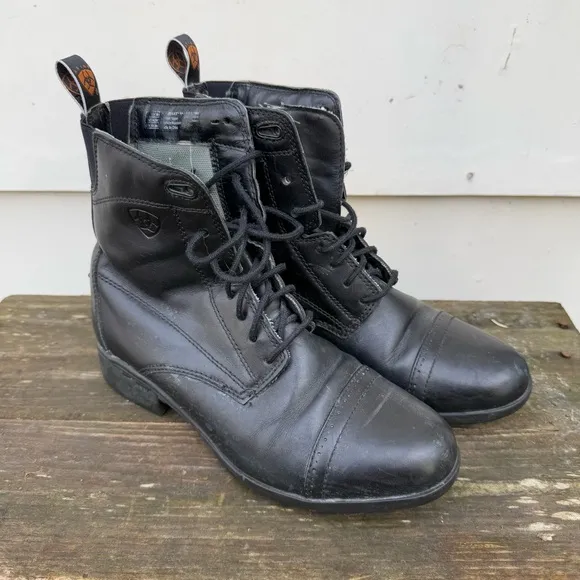 Ariat Heritage 3 Black Lace Up English Equestrian Paddock Leather Boots 7B