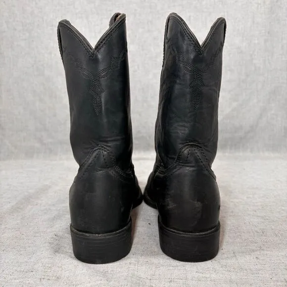 Ariat Heritage Roper Western Boots Black Leather Pull On Cowboy Men's 7 WIDE