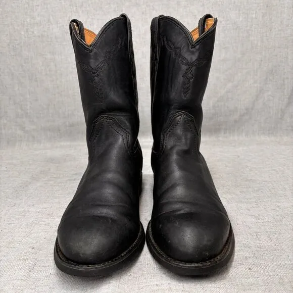 Ariat Heritage Roper Western Boots Black Leather Pull On Cowboy Men's 7 WIDE