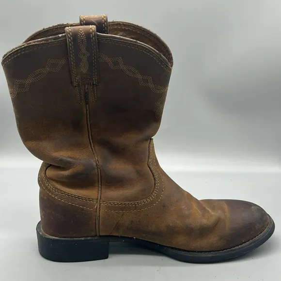 Ariat Heritage Roper Women's Mid-Calf Distressed Leather Western Boots 7.5B