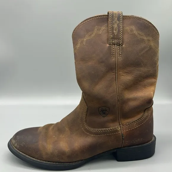 Ariat Heritage Roper Women's Mid-Calf Distressed Leather Western Boots 7.5B