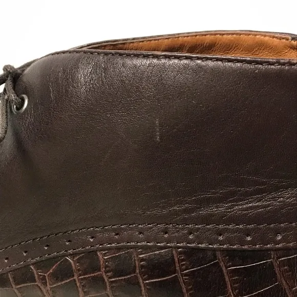 ARIAT / Ladies Brown Leather Croc Print Lace Up Ankle Boots Size 6B
