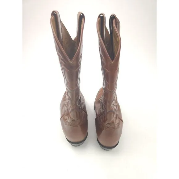 ARIAT Mens Leather Western Cowboy Boots Brown Patterned Style #34740 Size 8.5 D