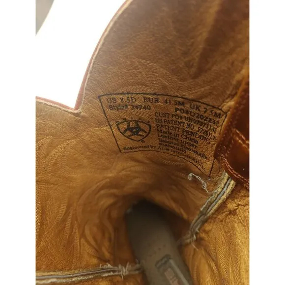 ARIAT Mens Leather Western Cowboy Boots Brown Patterned Style #34740 Size 8.5 D